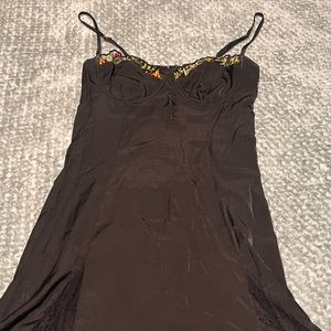 Sexy slip dress with floral embellishments